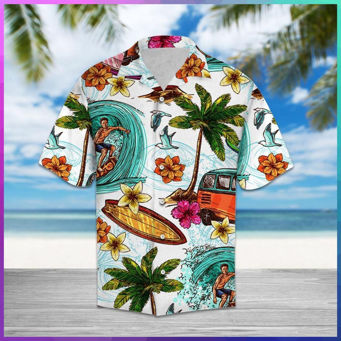 Surfing Beach Hawaiian Shirt
