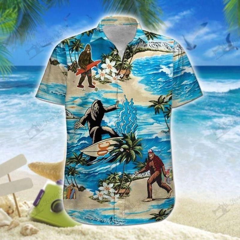 Surfing Bigfoot Hawaiian Shirt