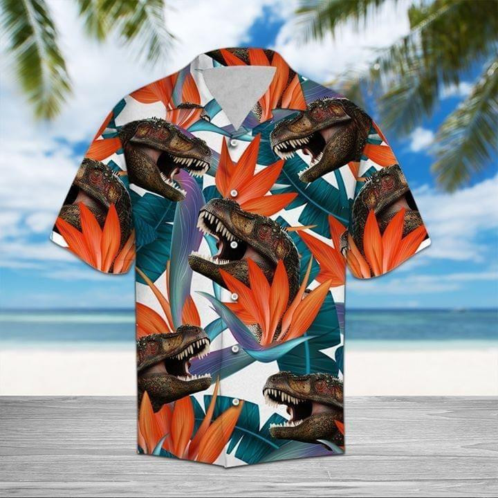 T Rex Dinosaur Tropical Hawaiian Shirt