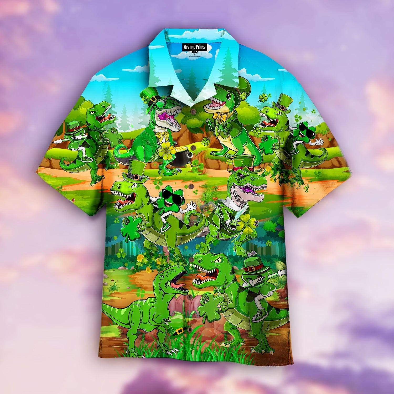 T-rex Happy Patricks Day Aloha Hawaiian Shirt