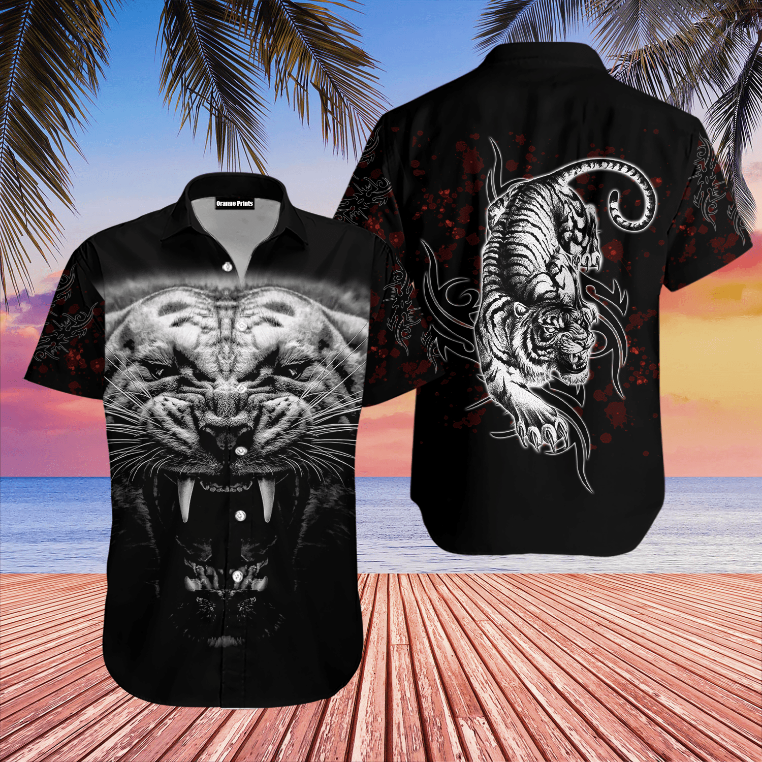 Tattoo White Tiger Hawaiian Shirt