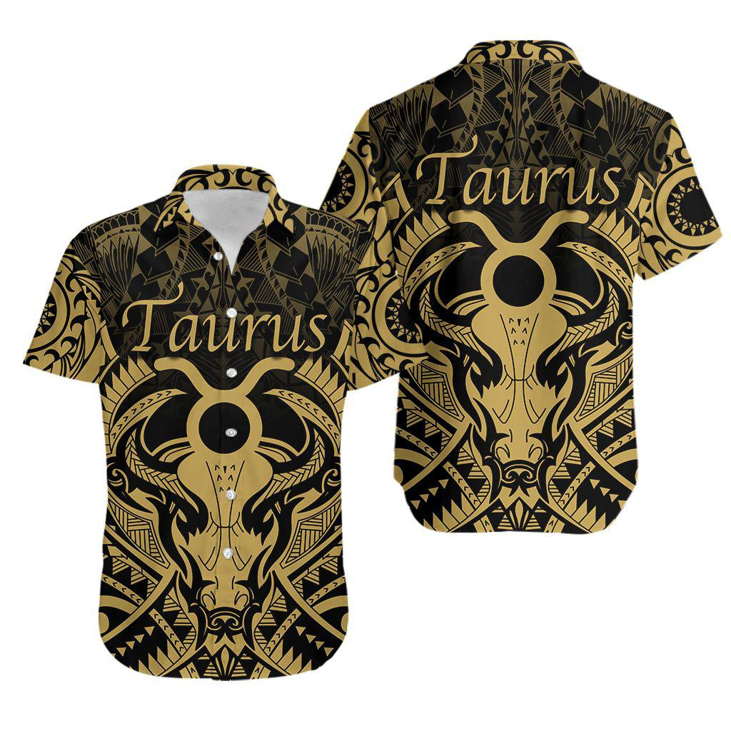 Taurus Zodiac With Symbol Mix Polynesian Tattoo Hawaiian Shirt