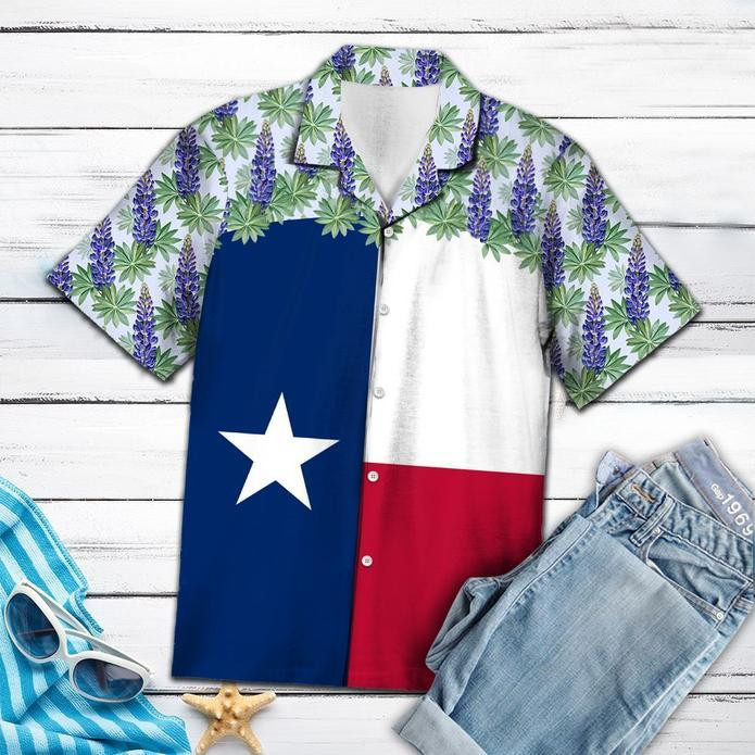 Texas Bluebonnet Flag Hawaiian Shirt