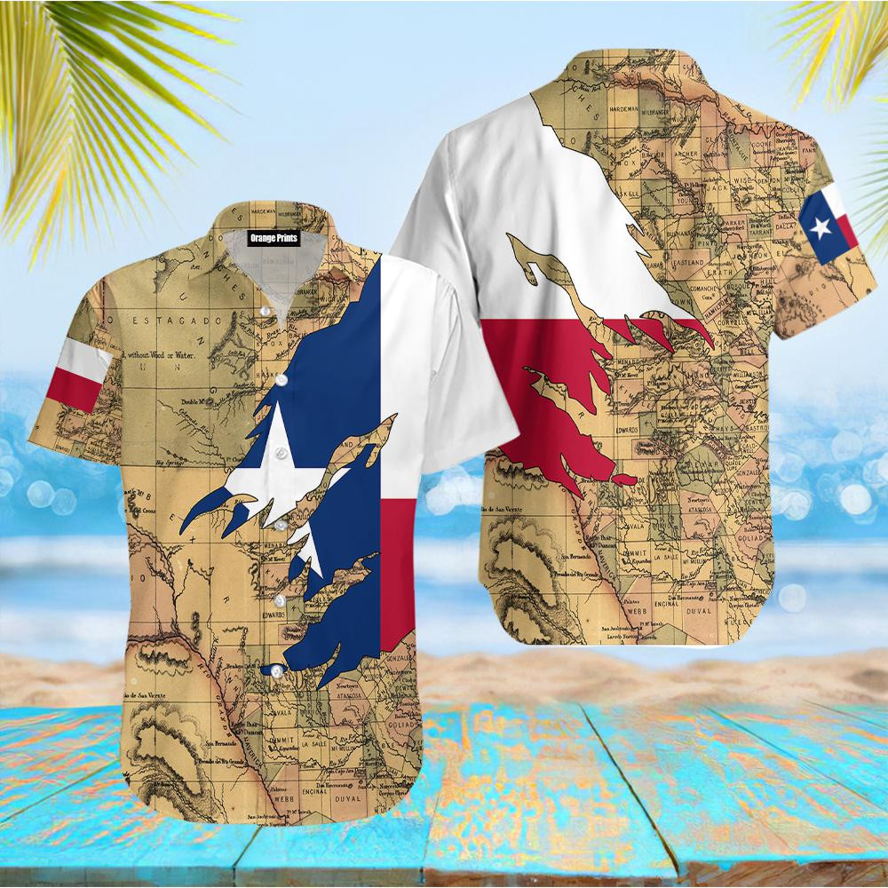 Texas Flag And Map Hawaiian Shirt