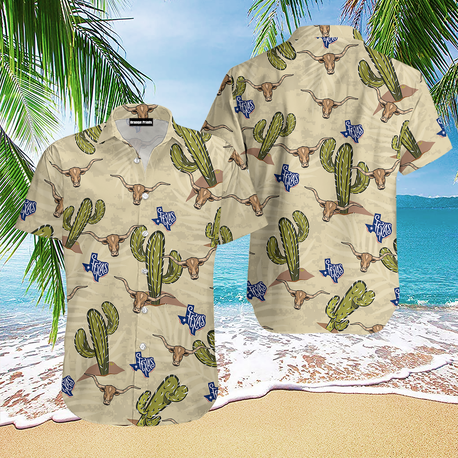 Texas Longhorn Cactus Hawaiian Shirt