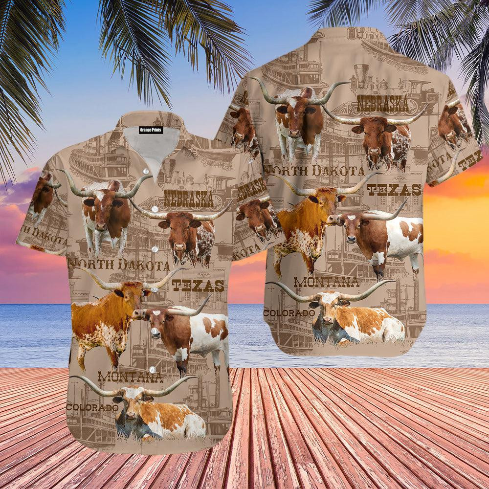 Texas Longhorn Cattle Lovers Hawaiian Shirt