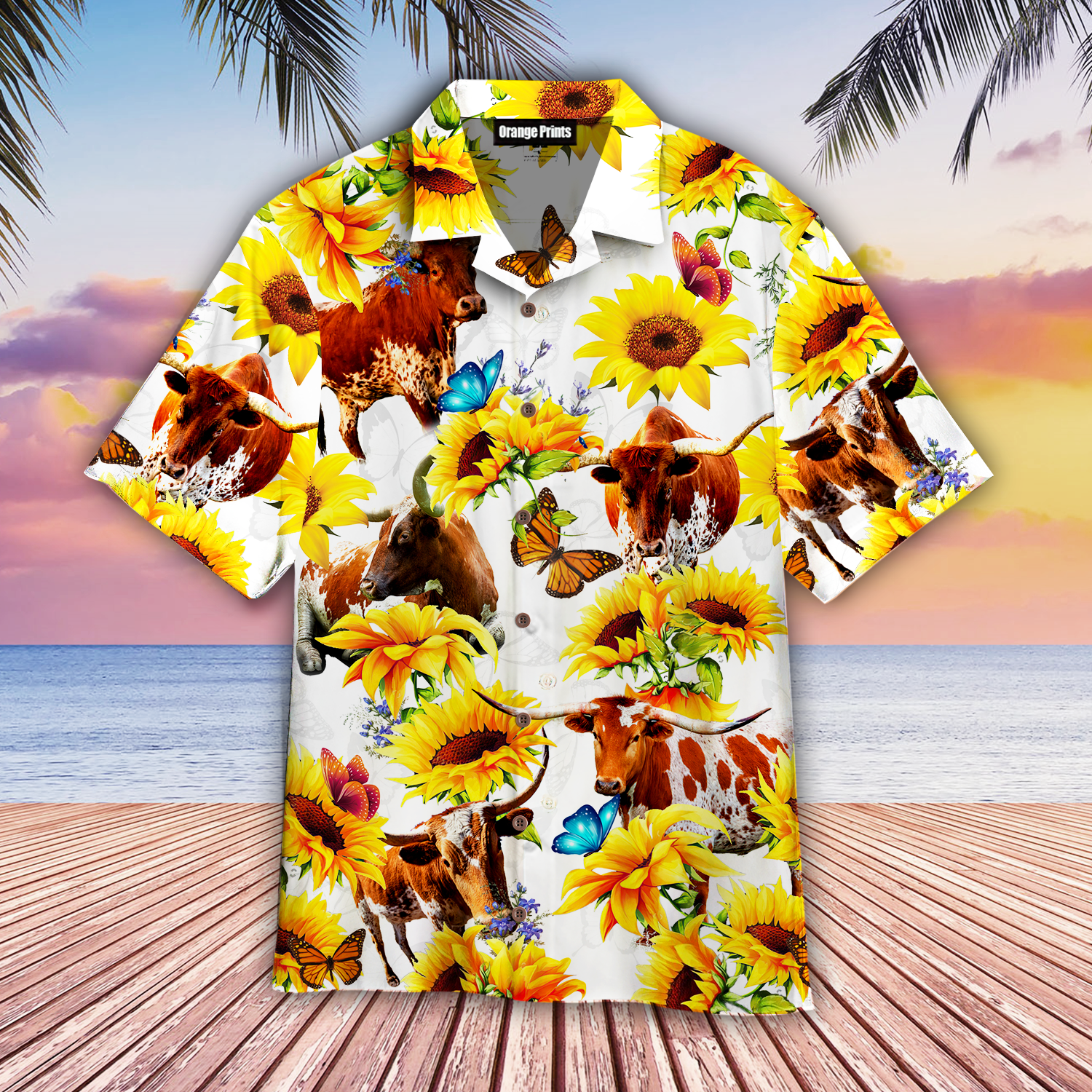 Texas Longhorn Sun Flower Hawaiian Shirt