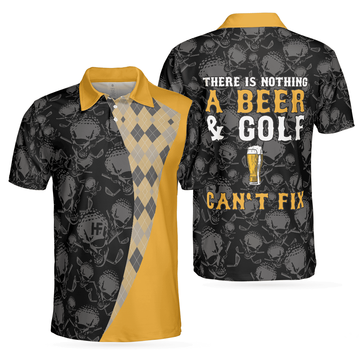 There Is Nothing A Beer And Golf Cant Fix V2 Polo Shirt Skull Plaid Pattern Golf Shirt Best Golf Drink Shirt