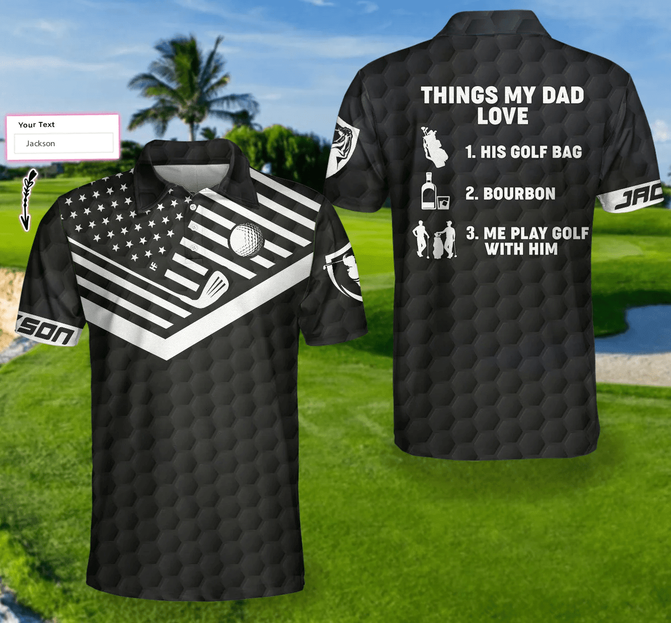 Things My Dad Love Golfing And Bourbon Polo Shirt - Gofl Men Polo Shirt - Gifts To Get For Your Dad