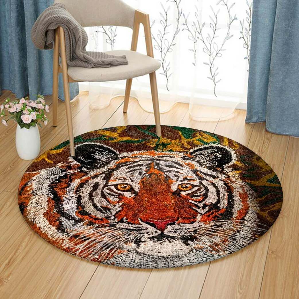 Tiger Round Rug Carpet Bedroom Livingroom Home Decor