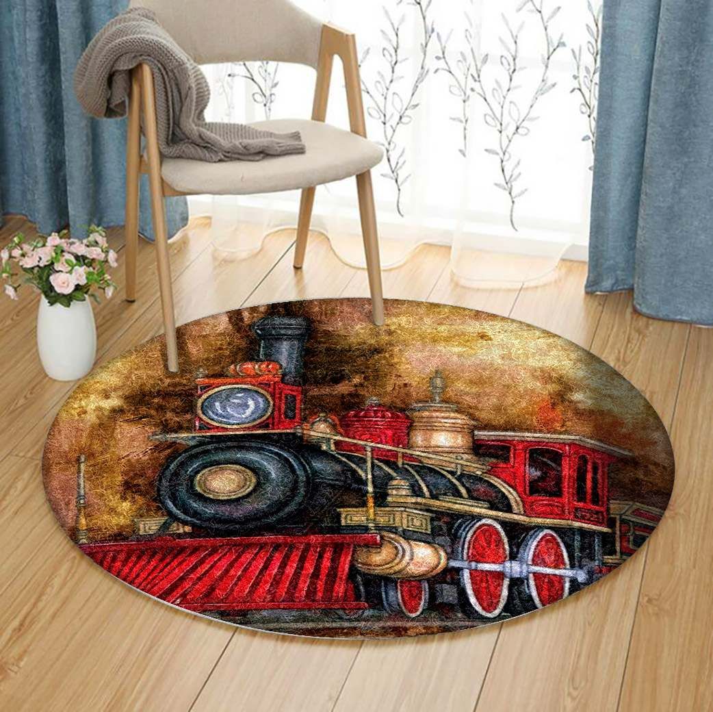 Train Round Rug Carpet Bedroom Livingroom Home Decor