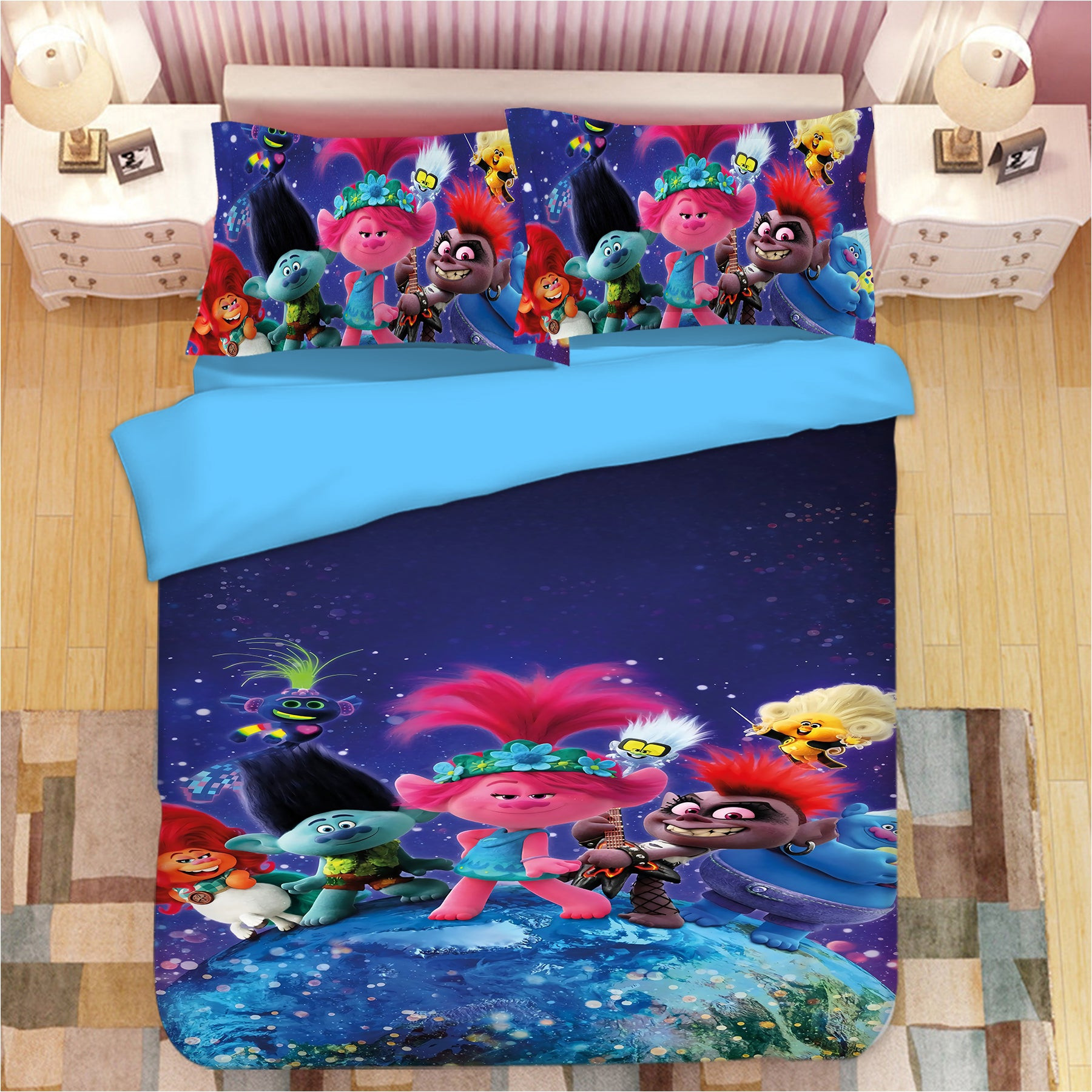 Trolls Poppy #11 Duvet Cover Quilt Cover Pillowcase Bedding Set Bed Linen Home Bedroom Decor