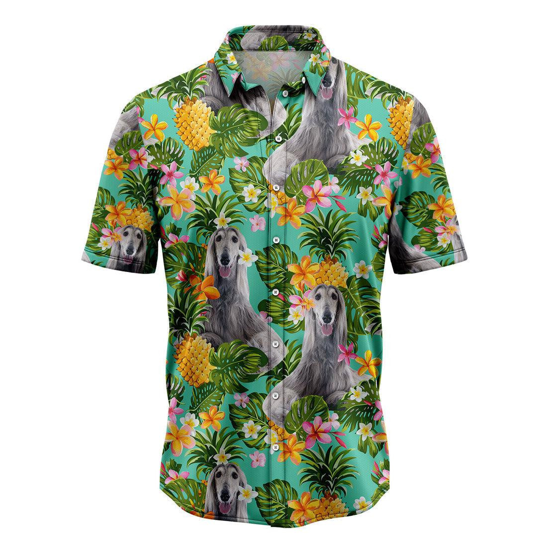 Tropical Pineapple Afghan Hound Hawaiian Shirt