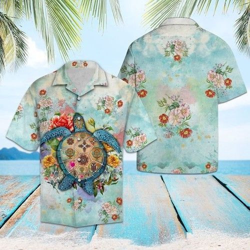 Turtle Flower Summer Hawaiian Shirt