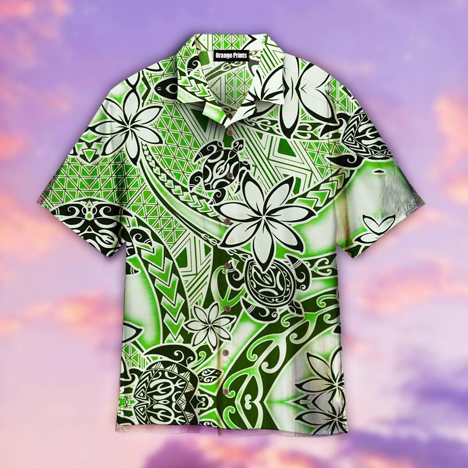 Turtle Hawaii Polynesian Floral Hawaiian Shirt