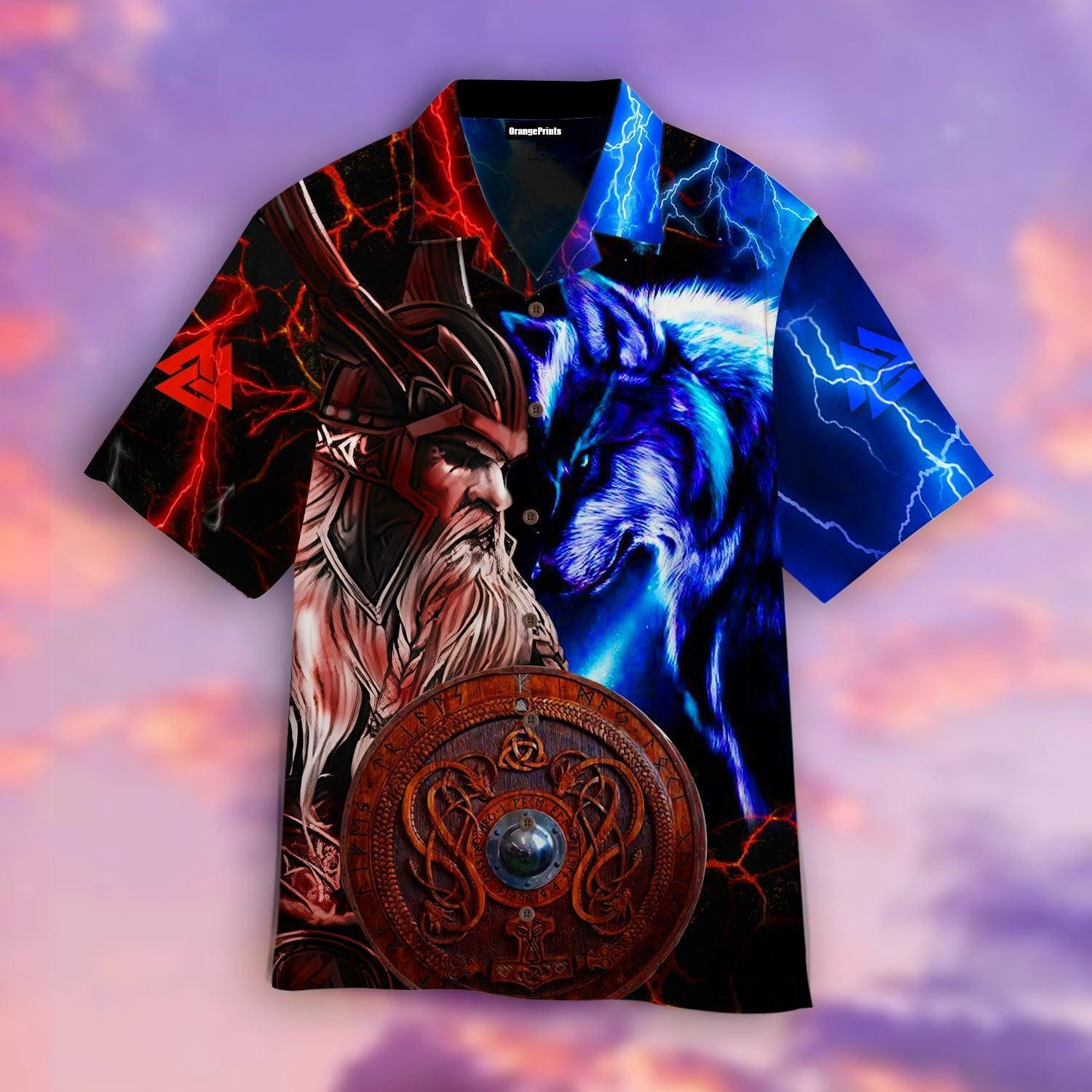 Viking Odin And Wolf Hawaiian Shirt