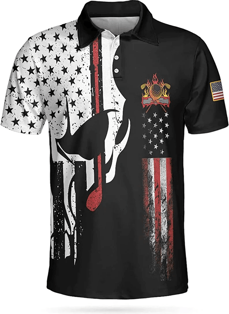 Vintage American Flag Play Golf U.S. 3D All Over Print Polo Shirt