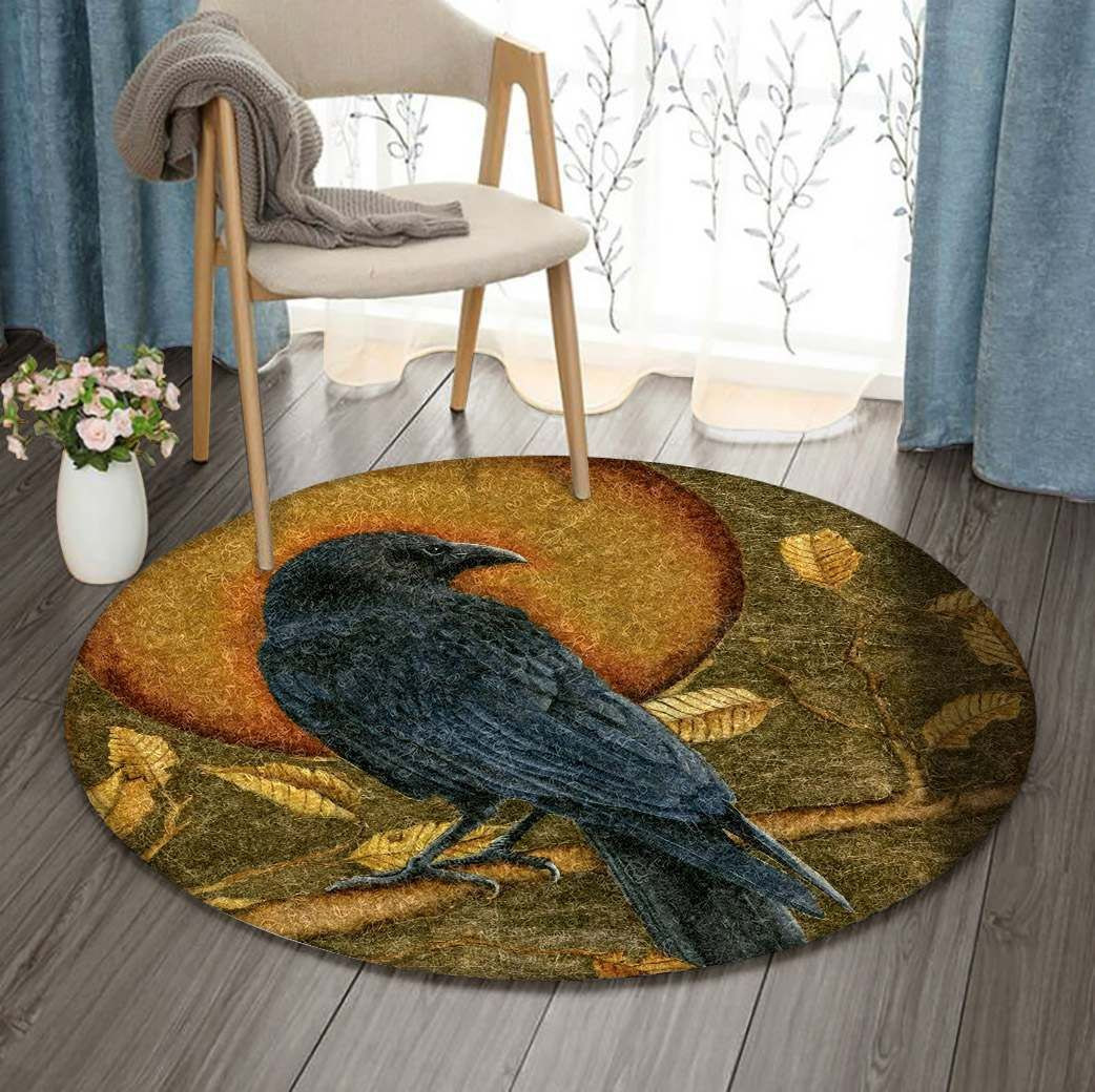 Vintage Crow Round Rug Carpet Bedroom Livingroom Home Decor