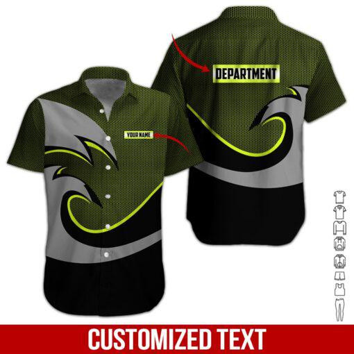 Wave Gray Workwear Style Personalized Hawaiian Shirt