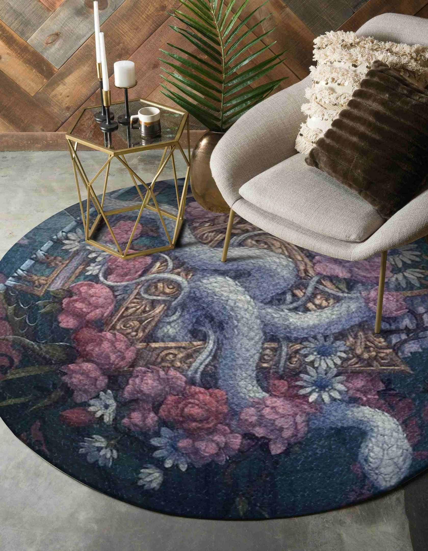 White Snake Round Rug Carpet Bedroom Livingroom Home Decor