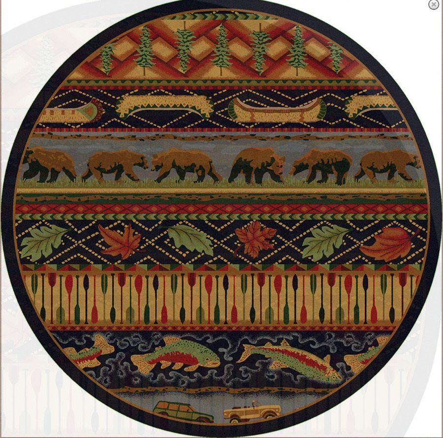Wilderness Trek Bear Round Rug Carpet Bedroom Livingroom Home Decor