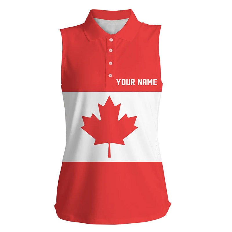 Women Sleeveless Polo Shirt Canadian Flag Patriotic Personalized Canada Ladies Golf Top