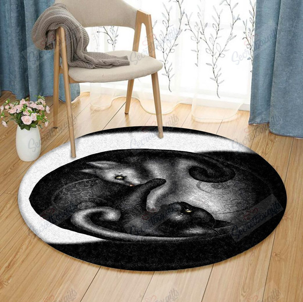Yin And Yang Cat Round Rug Carpet Bedroom Livingroom Home Decor