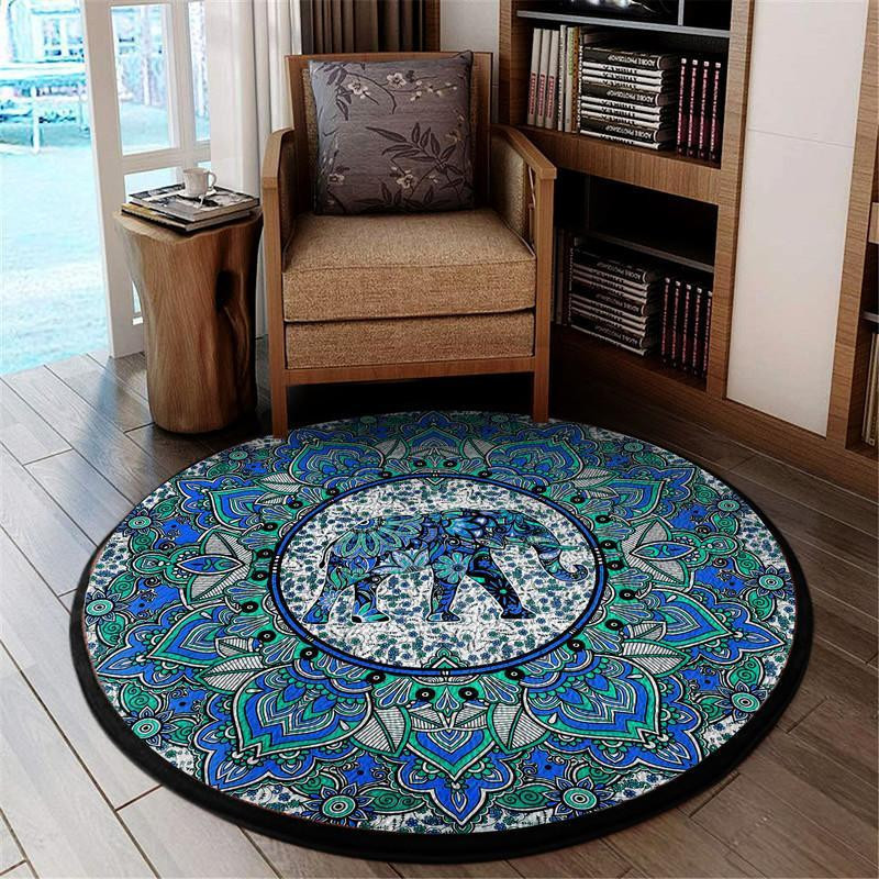 Yoga Elephant Mandala Living Room Round Rug Carpet Bedroom Livingroom Home Decor