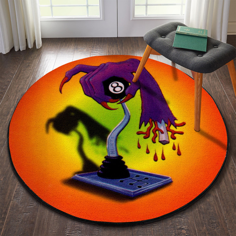 Zombie 8 Ball Shifter Hot Rod Round Rug Carpet Bedroom Livingroom Home Decor